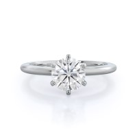 Classic Six Prong Solitaire Moissanite Ring; 0.5 carats; 14kt white gold